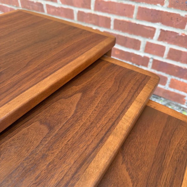 Brown Mid Century Swedish Modern Teak Nesting Side Tables For Sale - Image 8 of 11