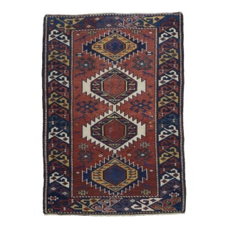 Fine Antique Kuba Wool Rug 2’3” X 3’3” For Sale