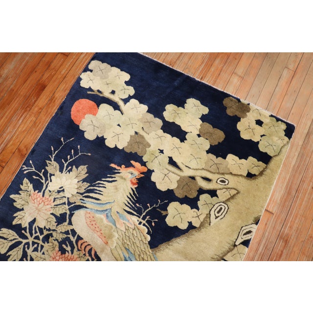 Tibetan Antique Rooster Pictorial Rug - 3'9" x 6' For Sale In New York - Image 6 of 9