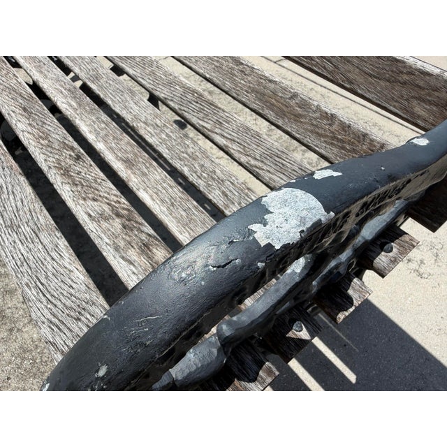 Vintage Cast Aluminum & Oak Garden Benches, Pair For Sale - Image 12 of 12