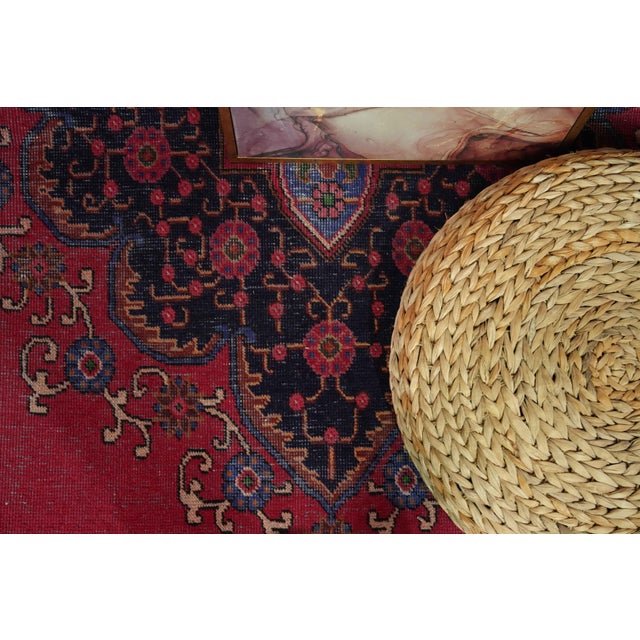 1970s Vintage Persian Handmade Wool 9x13 Red Area Rug For Sale - Image 9 of 11