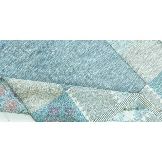 Mid Century Swedish flat woven rug by Bitte Ahlgren (BA) Size: 5'4" × 9'0" (162 × 274 cm) This vintage Swedish flat weave...