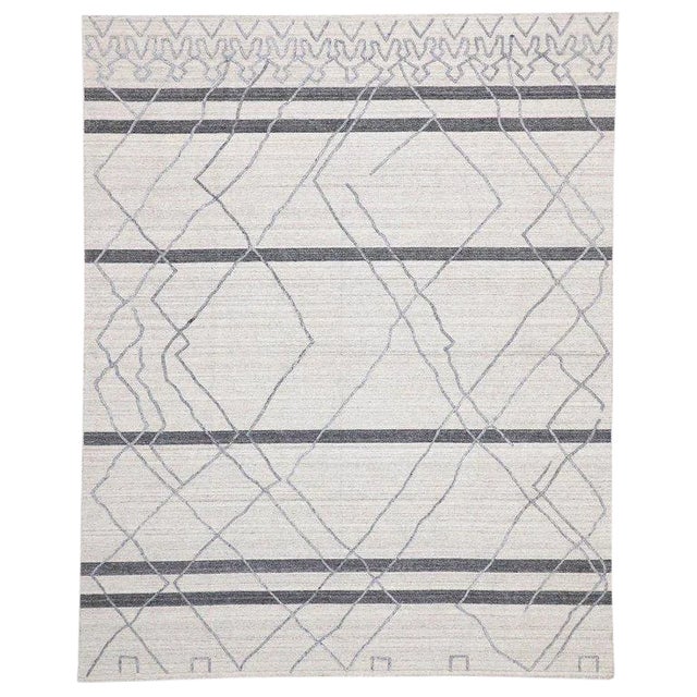 Contemporary Gray Moroccan Style Area Rug - 8′ × 9′11″ For Sale
