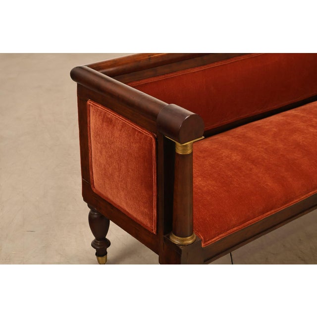 Brown Antique American Classical Period Pair Of Ormolu Mounted Box Sofas For Sale - Image 8 of 18