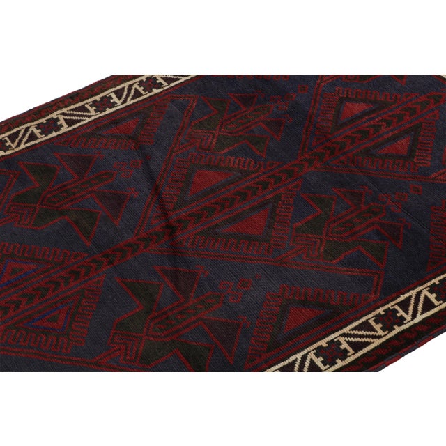 Rug & Kilim Rug & Kilim’s Baluch Tribal Rug With Burgundy and Navy Blue Geometric Patterns For Sale - Image 4 of 8