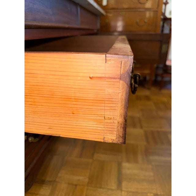 Antique English Walnut Dresser With Marble Top and Green Tile Backsplash For Sale - Image 9 of 10