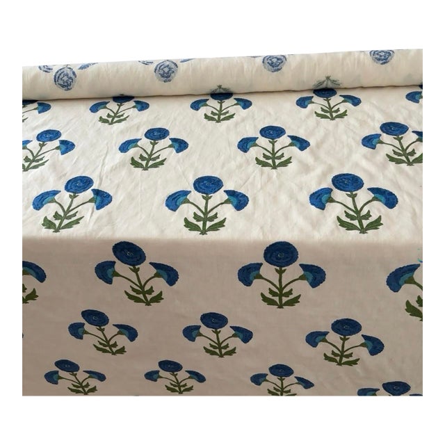 Schumacher-“Saranda Flower Embroidery “ Linen Fabric – 2 1/2 Yards on Original Bolt For Sale