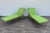 Beautiful vintage pair of Brown Jordan Florentine Collection chaise lounge chairs, featuring elegant scroll arms, woven...