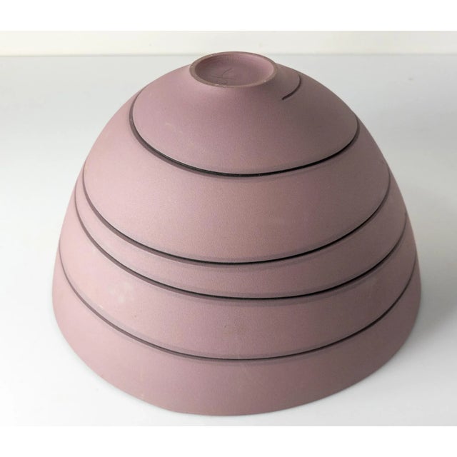 Ceramic Mid-Century Modern Art Pottery Matte Pink Black Swirl Bowl, Signed For Sale - Image 7 of 11