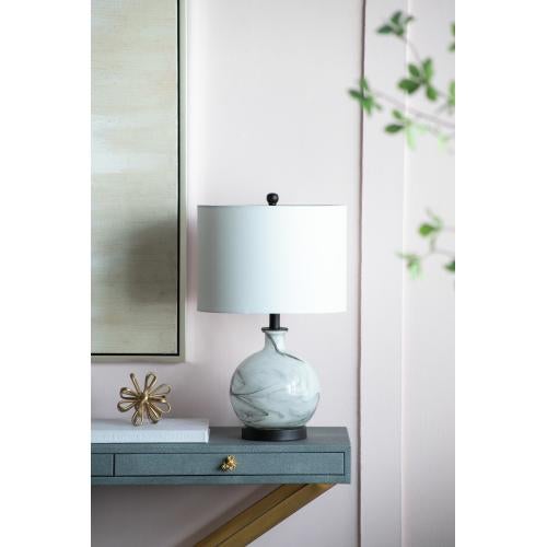 Modern Spherical Marble-Patterned Luxury Table Lamp For Sale - Image 3 of 9