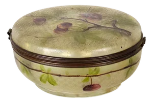 French Art Nouveau Enameled Glass Trinket or Jewelry Box, 1890s