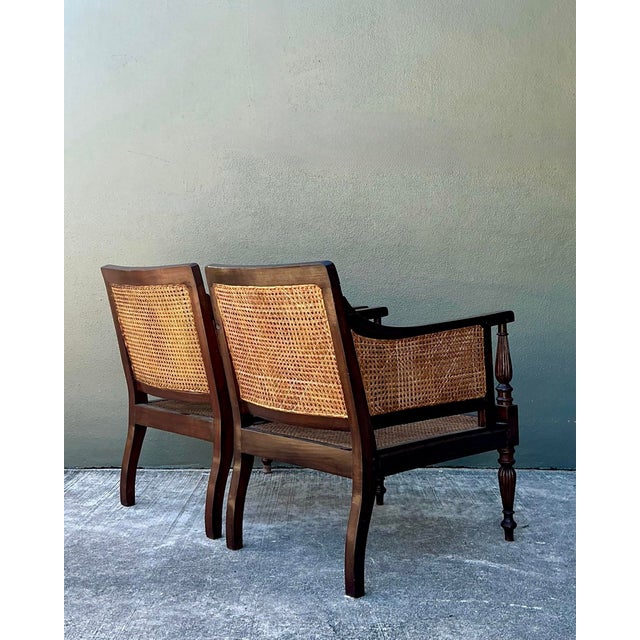 Vintage Carved Wood and Cane Chairs - Pair For Sale - Image 12 of 12