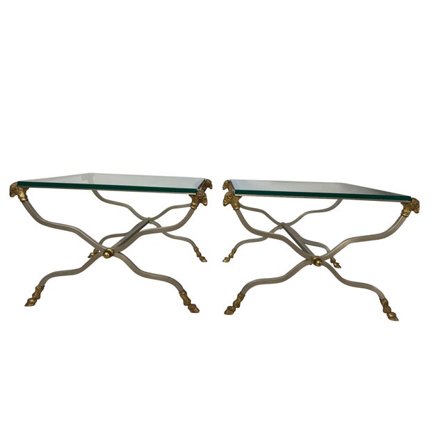 Mid 20th Century Neoclassical Style Glass-Top Coffee Tables with Rams Heads - A Pair For Sale - Image 17 of 18