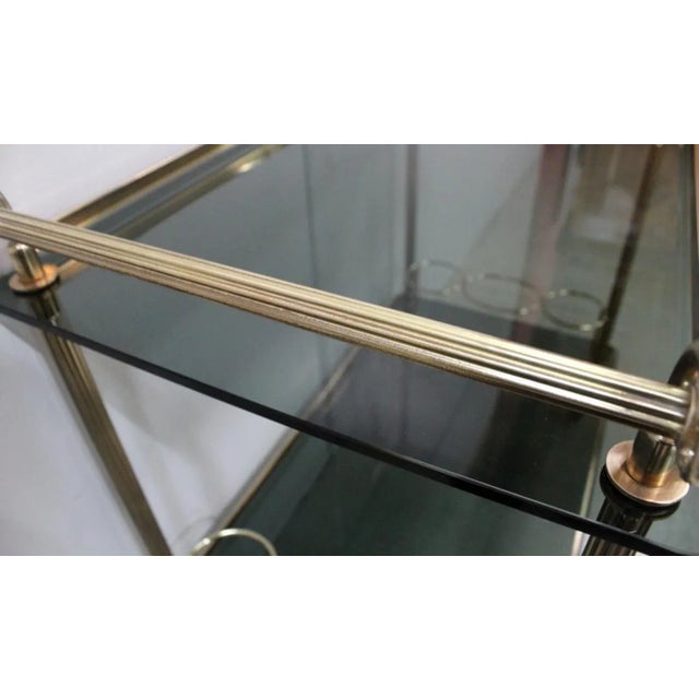 Metal Rolling Brass & Smoked Glass Trolley, 1970s For Sale - Image 7 of 18