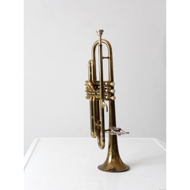 Brass Vintage c.g. Conn Brass Trumpet With Case For Sale - Image 8 of 12