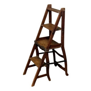 French Metamorphic Step Chair and Rustic Ladder Steps For Sale