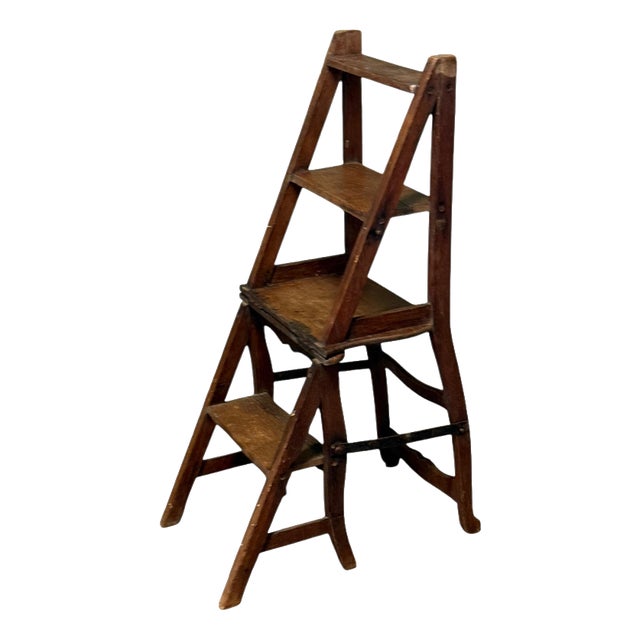 French Metamorphic Step Chair and Rustic Ladder Steps For Sale