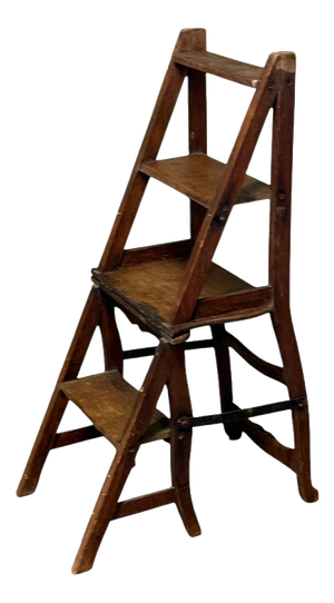 French Metamorphic Step Chair and Rustic Ladder Steps