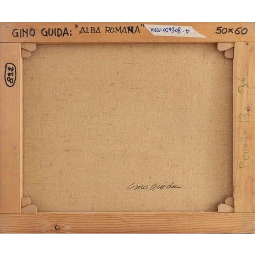 Oil on canvas realized by Gino Guida in 1980s. Hand signed lower right. Hand signed and titled on rear. Very good...