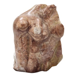 1970s A Contemporary Marble Carved Sculpture of a Male Torso 24 Tall. For Sale