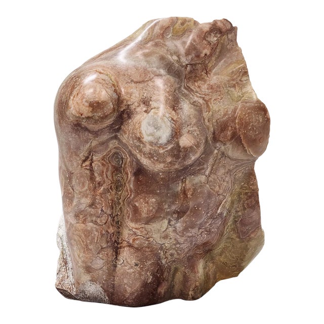 1970s A Contemporary Marble Carved Sculpture of a Male Torso 24 Tall. For Sale