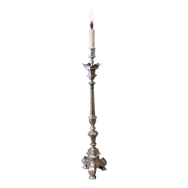 Silver-Plated Floor Lamp, 1900s For Sale