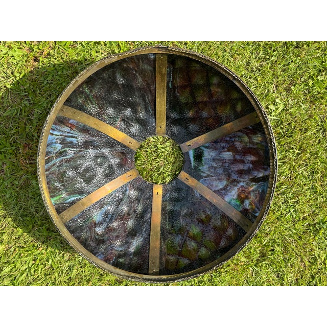 1960s Tiffany-Style Iridescent Glass & Bronze Turtleback Tile 26" Shade (Shade Only) For Sale - Image 14 of 18