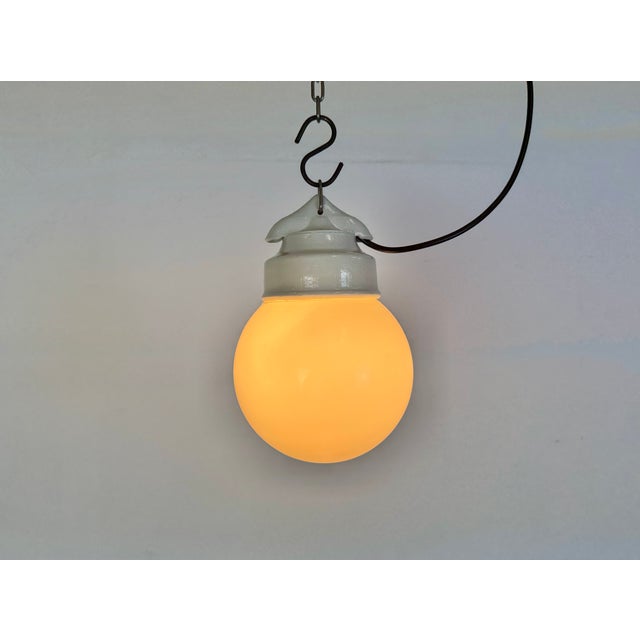 Vintage White Porcelain Pendant Light, 1970s For Sale - Image 13 of 15
