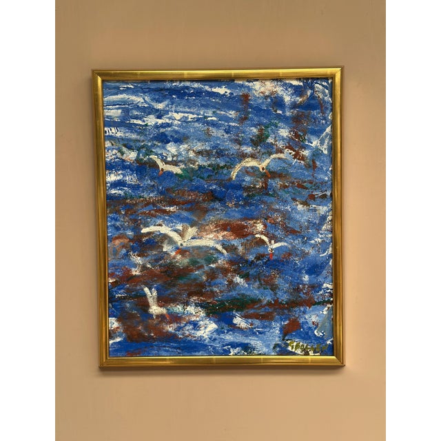Original Swedish Oil on Canvas – “Storm” by Göta Fogler – Signed – Vintage & Framed – 50 × 42 cm (19.7" × 16.5") incl....
