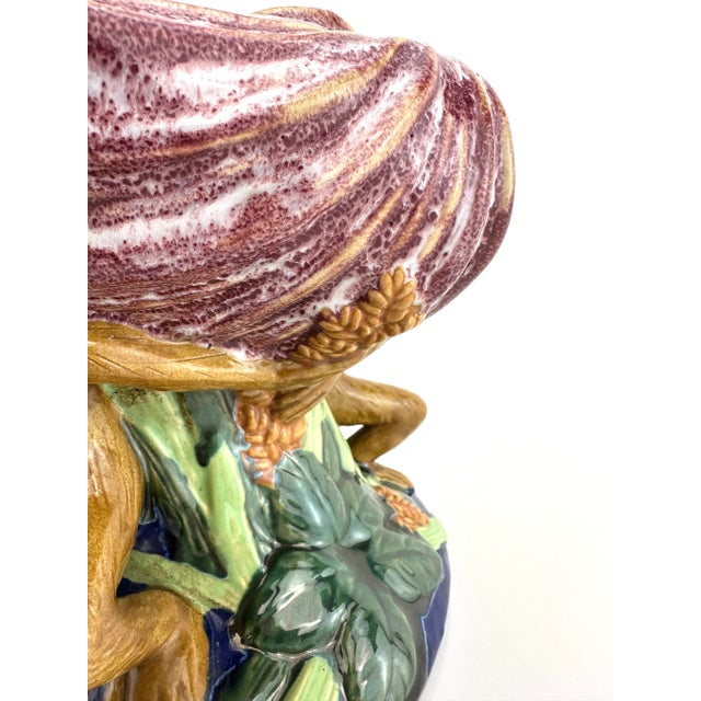 1960s 1960s Vintage Italian Majolica Style Monkey Hand Painted Sculpture Centerpiece For Sale - Image 5 of 12