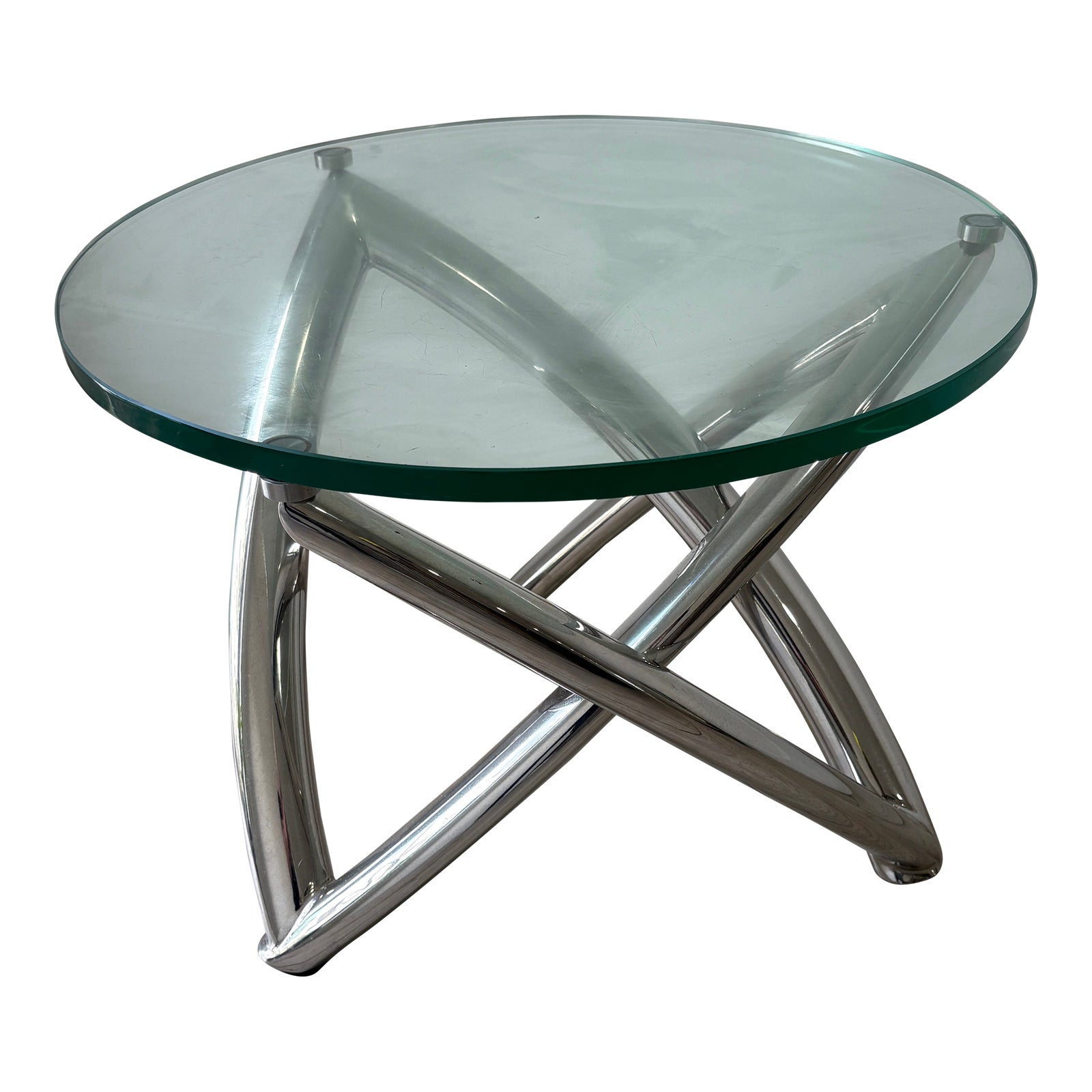 1980s Chrome and Glass Drinks Table | Chairish
