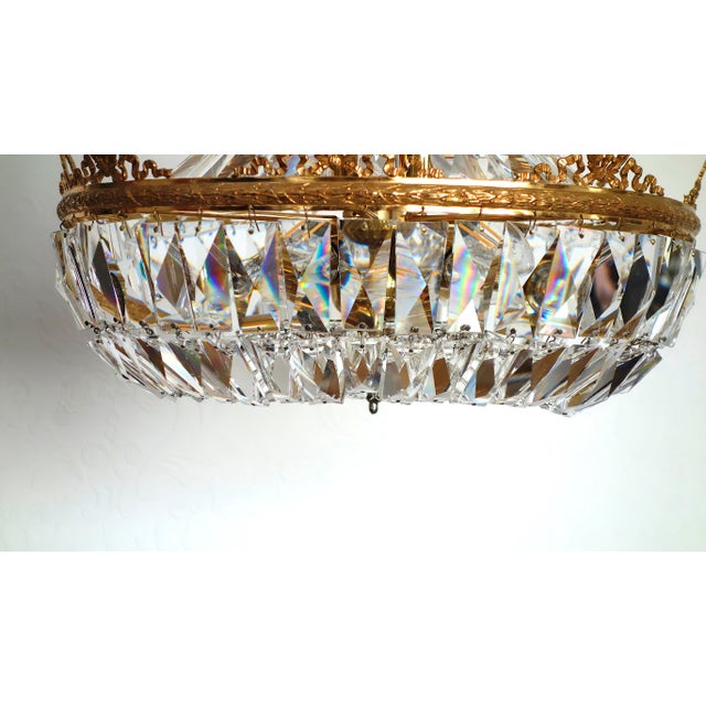 Brass and Lead Crystal 9-Flame Chandelier from Palwa, 1960s For Sale - Image 11 of 18