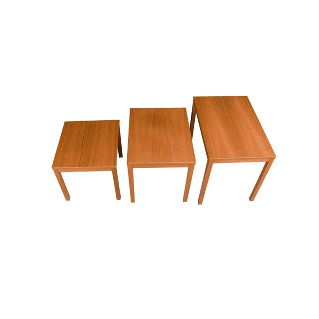 1970s 1970s Danish Mid Century Modern Teak Nesting Tables - Set of 3 For Sale - Image 5 of 11