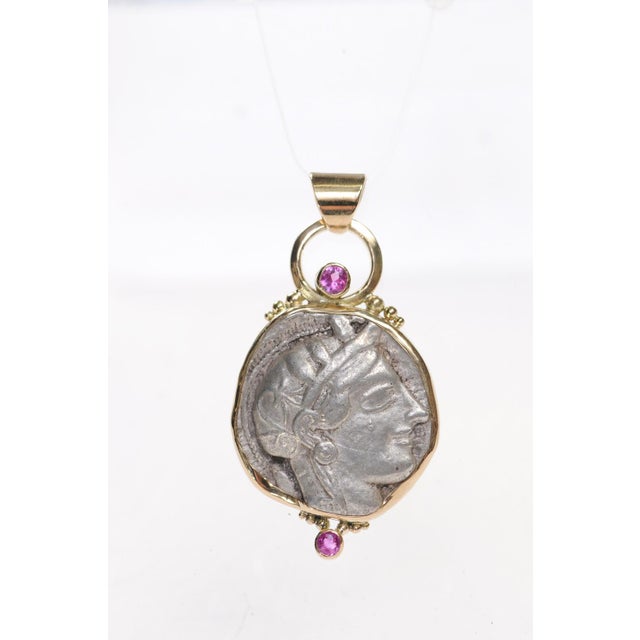 Early 21st Century Athena Pendant W/ Pink Sapphires & 18k Trim For Sale - Image 5 of 13