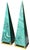 Striking pair of vintage decorative obelisks featuring a dramatic faux malachite finish in shades of turquoise and green....