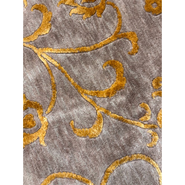 9ft X 12ft Floral Vine Pattern Wool + Silk Area Rug For Sale - Image 4 of 12