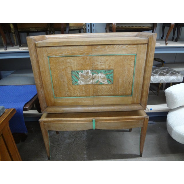 1940s Pair of French Modern Cerused Oak Cabinets Attributed to Jules Leleu For Sale - Image 11 of 12