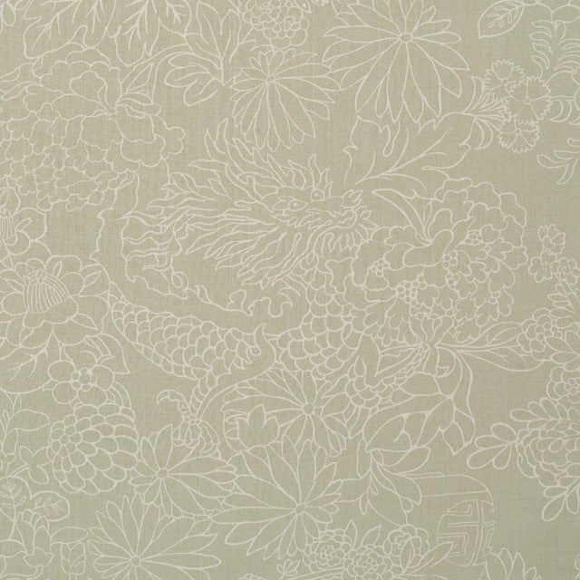 Sample - Schumacher Chiang Mai Dragon Silhouette Fabric In Almond Dust For Sale