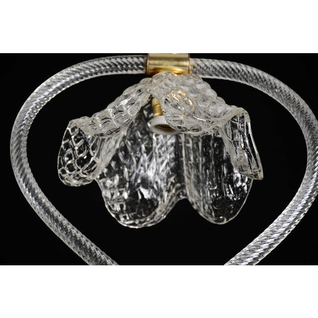 Transparent Charming Art Decò Barovier & Toso Pendant Light Chandelier Murano Glass, 1970s For Sale - Image 8 of 11