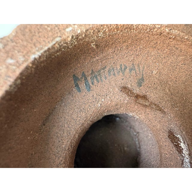 Ceramic 1980’s Vintage Organic Handmade and Painted Ceramic Pedestal Bowl by Mattaway For Sale - Image 7 of 12