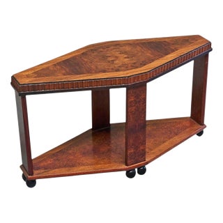 Art Deco Diamond-Shaped Side Table in Burl Wood, Europe, 1930s For Sale
