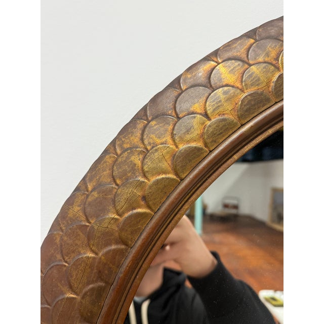 Italian Art Deco Style "Fish Scale" Giltwood Mirror C. 1937 For Sale In Providence - Image 6 of 8