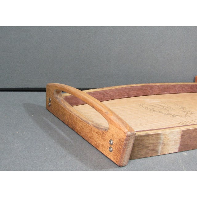 Brown Pinecone Home Reclaimed Wine Barrel Stave Serving Tray, Williams Monogram For Sale - Image 8 of 10