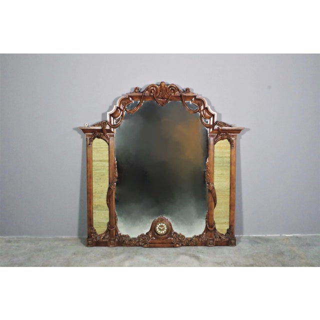 Wood Mirror with Clock, 1960s For Sale - Image 15 of 15