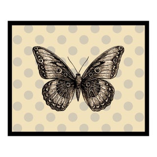 Modern Butterfly Large Canvas Print in Black Frame Color-Way 2 For Sale