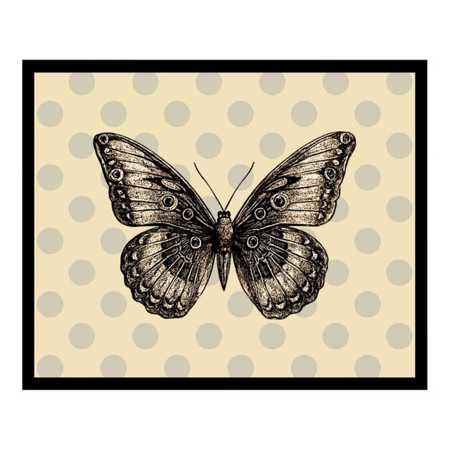 Modern Butterfly Large Canvas Print in Black Frame Color-Way 2 For Sale