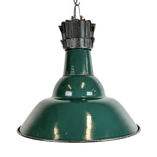 Industrial French Petrol Enamel Pendant Lamp from Sammode, 1950s For Sale