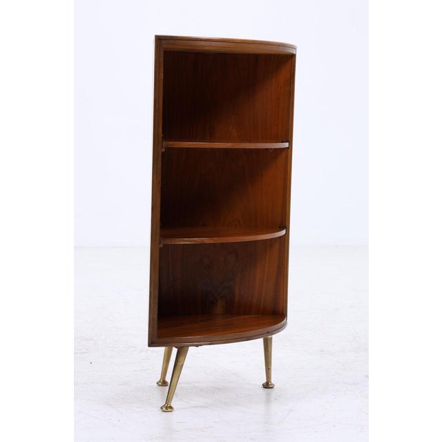 Mid-Century Wooden Corner Shelf with Brass Feet, 1960s For Sale - Image 14 of 16