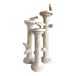Faux Bois & Birds Candle Holders - Set of 3 For Sale
