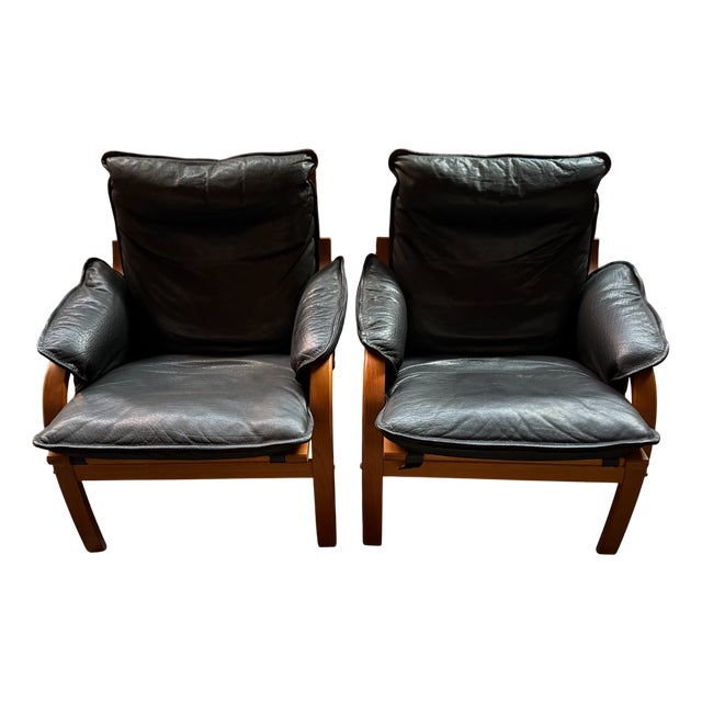 Danish Armchairs in Beech Wood and Leather from Mogens Hansen, 1970s, Set of 2 For Sale